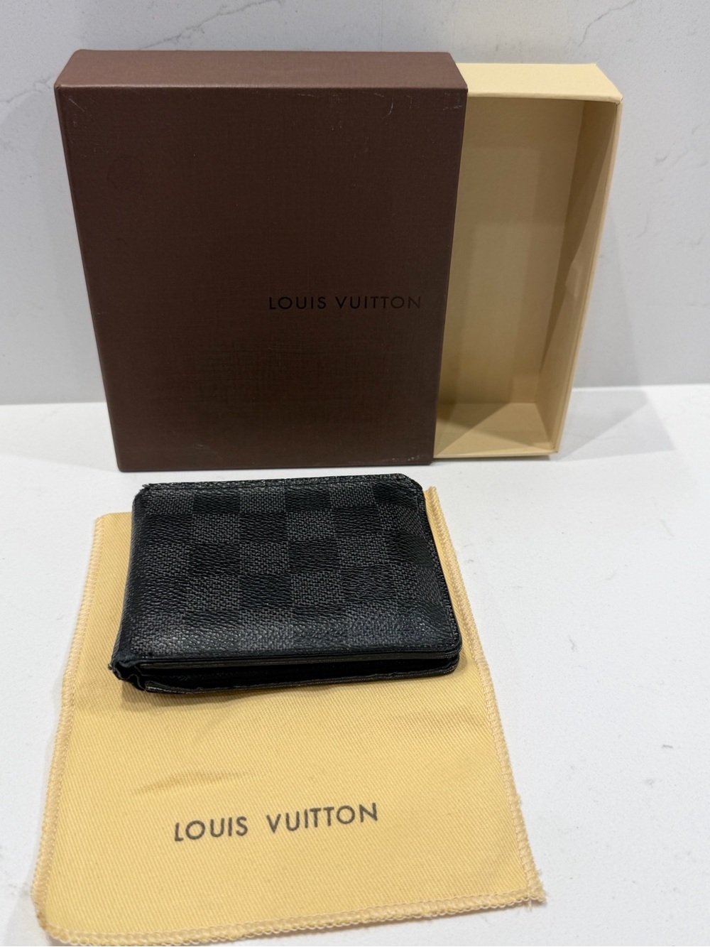 Louis Vuitton Damier Graphite Checkerboard Black Bi-fold Wallet